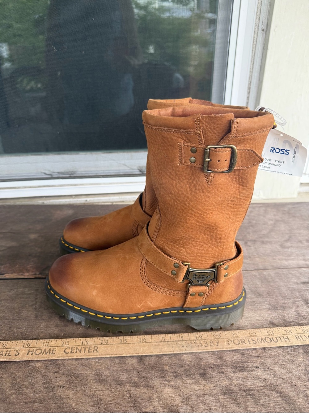 Dr Martens Aniston HI Tumble Nubuck Biker Boots Desert Brown Womens Sz 10M NEW - Picture 14 of 16